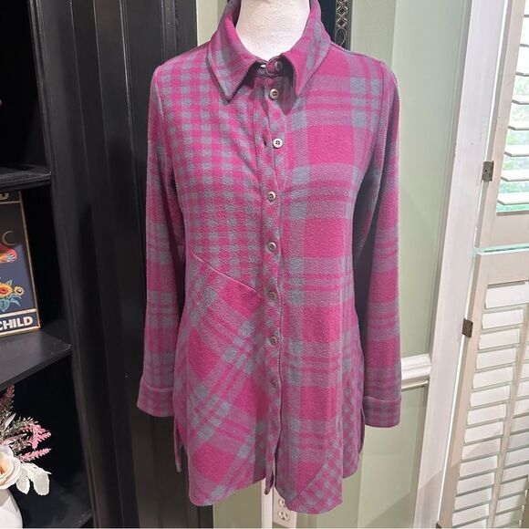 Soft Surroundings Asymmetrical Plaid Button Front Tunic – XS - Picture 1 of 10